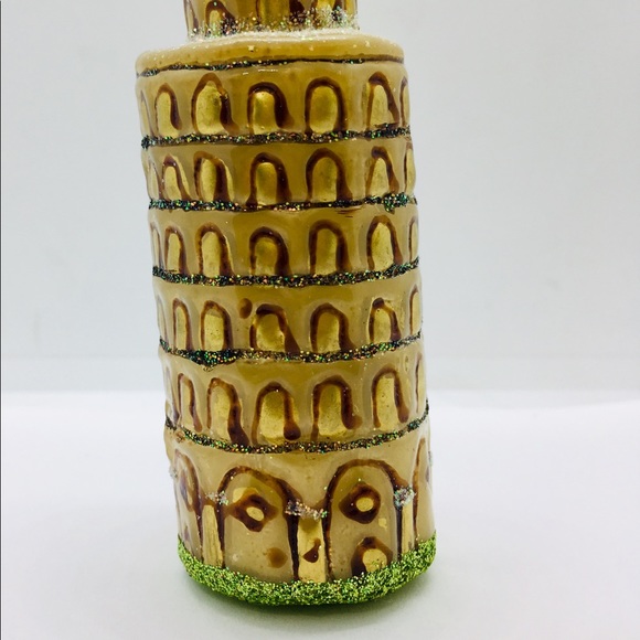 Polish Glass Leaning Tower Pisa Xmas Ornament Tree - Picture 3 of 6